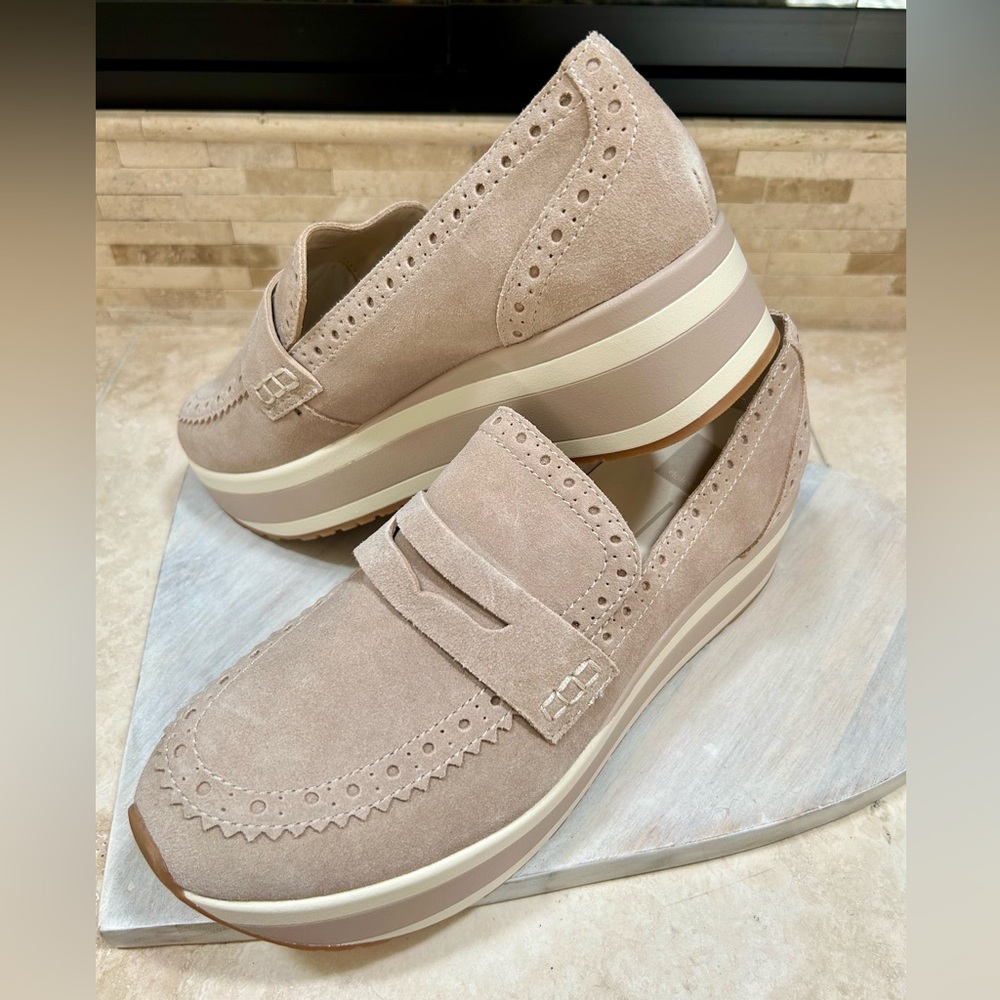 Dolce Vita Blush Suede Platform Loafers - Picture 3 of 8